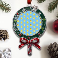 Rubber Duck Pattern Metal X mas Lollipop With Crystal Ornament