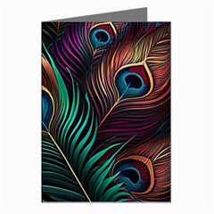 Peacock Feathers Nature Feather Pattern Greeting Cards (pkg Of 8) by pakminggu