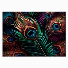 Peacock Feathers Nature Feather Pattern Large Glasses Cloth (2 Sides) by pakminggu