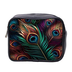 Peacock Feathers Nature Feather Pattern Mini Toiletries Bag (two Sides)