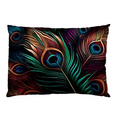 Peacock Feathers Nature Feather Pattern Pillow Case (two Sides) by pakminggu