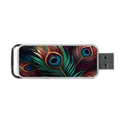 Peacock Feathers Nature Feather Pattern Portable Usb Flash (one Side) by pakminggu