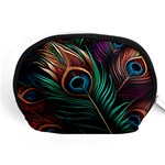 Peacock Feathers Nature Feather Pattern Accessory Pouch (Medium) Front