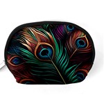 Peacock Feathers Nature Feather Pattern Accessory Pouch (Medium) Back