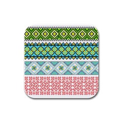 Ukraine Ornament Pattern Symbolism Geometric Rubber Square Coaster (4 Pack) by pakminggu