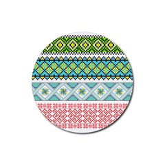 Ukraine Ornament Pattern Symbolism Geometric Rubber Coaster (round) by pakminggu