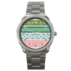 Ukraine Ornament Pattern Symbolism Geometric Sport Metal Watch by pakminggu