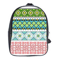 Ukraine Ornament Pattern Symbolism Geometric School Bag (large) by pakminggu