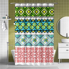 Ukraine Ornament Pattern Symbolism Geometric Shower Curtain 48  X 72  (small)  by pakminggu