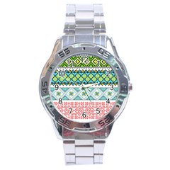 Ukraine Ornament Pattern Symbolism Geometric Stainless Steel Analogue Watch by pakminggu