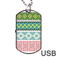 Ukraine Ornament Pattern Symbolism Geometric Dog Tag Usb Flash (two Sides) by pakminggu