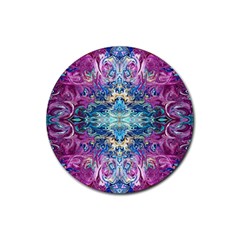 Orchids Pour  Rubber Round Coaster (4 Pack) by kaleidomarblingart