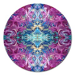 Orchids Pour  Magnet 5  (round) by kaleidomarblingart