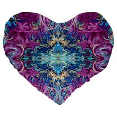 Orchids Pour  Large 19  Premium Flano Heart Shape Cushions by kaleidomarblingart