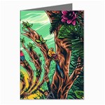 Monkey Tiger Bird Parrot Forest Jungle Style Greeting Cards (Pkg of 8) Left