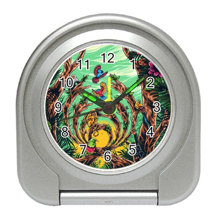 Monkey Tiger Bird Parrot Forest Jungle Style Travel Alarm Clock