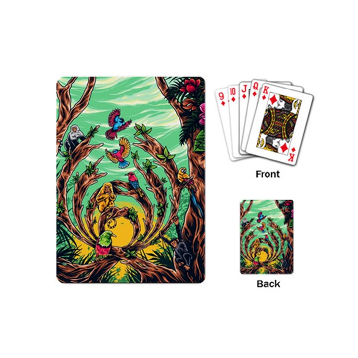 Monkey Tiger Bird Parrot Forest Jungle Style Playing Cards Single Design (Mini)