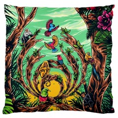 Monkey Tiger Bird Parrot Forest Jungle Style Large Cushion Case (one Side)