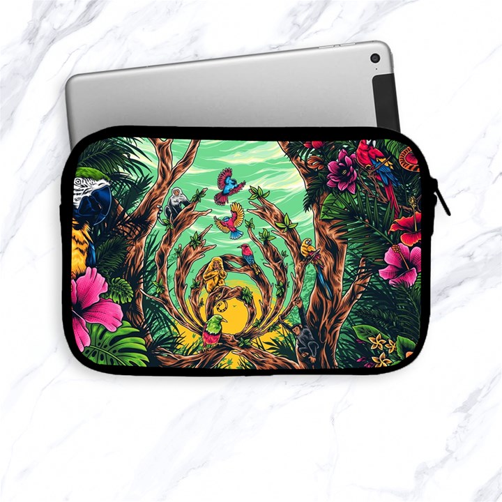 Monkey Tiger Bird Parrot Forest Jungle Style Apple iPad Mini Zipper Cases