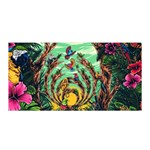 Monkey Tiger Bird Parrot Forest Jungle Style Satin Wrap 35  x 70  Front