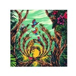 Monkey Tiger Bird Parrot Forest Jungle Style Square Satin Scarf (30  x 30 ) Front