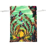 Monkey Tiger Bird Parrot Forest Jungle Style Lightweight Drawstring Pouch (XL) Front