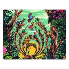 Monkey Tiger Bird Parrot Forest Jungle Style Premium Plush Fleece Blanket (large) by Grandong