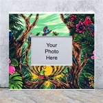 Monkey Tiger Bird Parrot Forest Jungle Style White Wall Photo Frame 5  x 7  Front