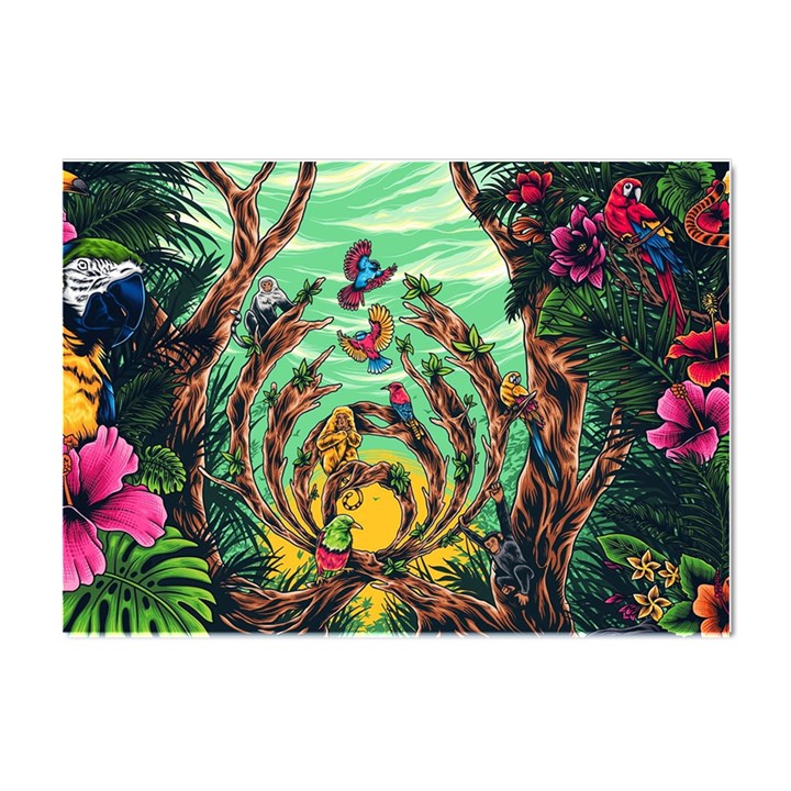 Monkey Tiger Bird Parrot Forest Jungle Style Crystal Sticker (A4)