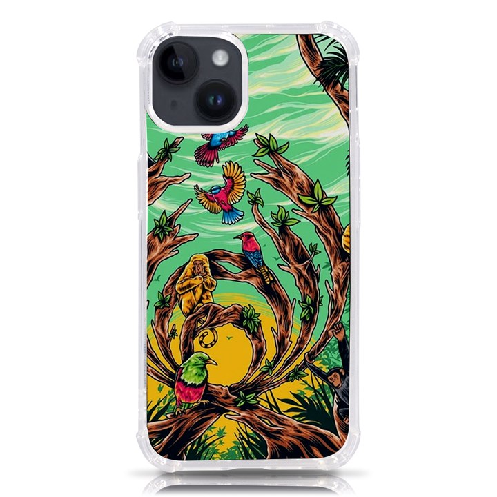 Monkey Tiger Bird Parrot Forest Jungle Style iPhone 14 TPU UV Print Case