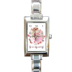 Women With Flowers Rectangle Italian Charm Watch by fashiontrends