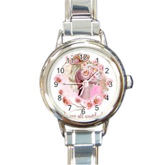 Women With Flowers Round Italian Charm Watch by fashiontrends