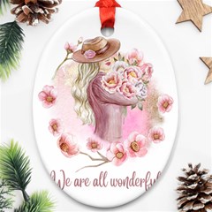 Women With Flowers Ornament (oval) by fashiontrends