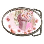 Women with flowers Belt Buckles Front