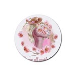 Women with flowers Rubber Coaster (Round) Front