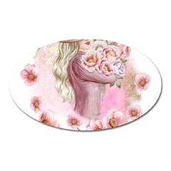 Women With Flowers Oval Magnet by fashiontrends