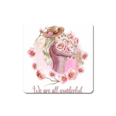 Women With Flowers Square Magnet by fashiontrends