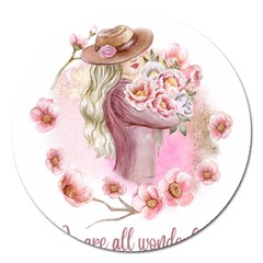 Women With Flowers Magnet 5  (round) by fashiontrends