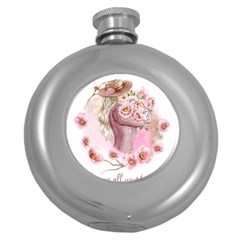 Women With Flowers Round Hip Flask (5 Oz) by fashiontrends