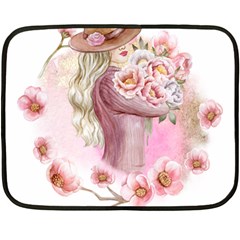 Women With Flowers Fleece Blanket (mini) by fashiontrends