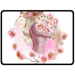 Women With Flowers Fleece Blanket (large) by fashiontrends