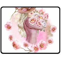 Women With Flowers Fleece Blanket (medium) by fashiontrends