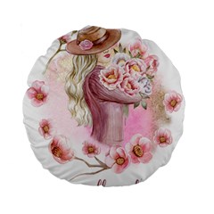 Women With Flowers Standard 15  Premium Round Cushions by fashiontrends