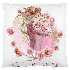 Women With Flowers Standard Premium Plush Fleece Cushion Case (one Side) by fashiontrends