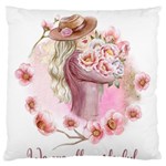 Women with flowers Large Premium Plush Fleece Cushion Case (One Side) Front