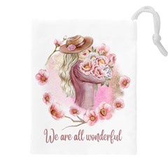 Women With Flowers Drawstring Pouch (4xl) by fashiontrends