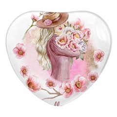 Women With Flowers Heart Glass Fridge Magnet (4 Pack) by fashiontrends