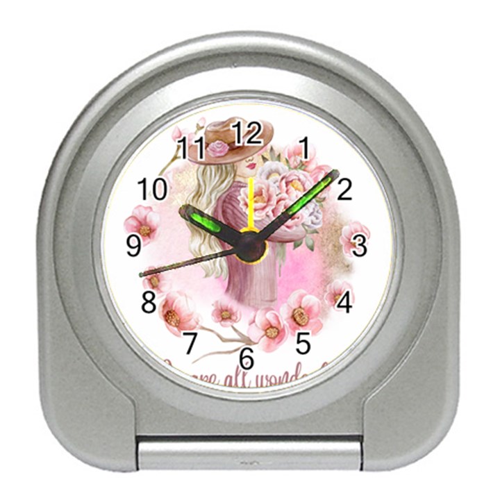 Women with flower Travel Alarm Clock