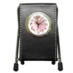 Women with flower Pen Holder Desk Clock Front