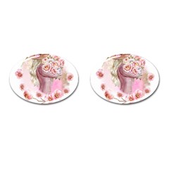 Women With Flower Cufflinks (oval) by fashiontrends